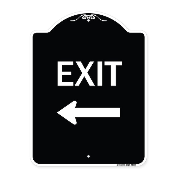 Signmission Exit With Left Arrow 2 Heavy-Gauge Aluminum Architectural Sign, 24" H, 18" L, BW-1824-24049 A-DES-BW-1824-24049 - main